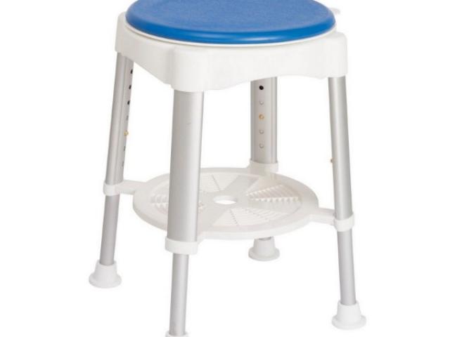 TABOURET DE DOUCHE REGLABLE EN HAUTEUR ET ASSISE PIVOTANTE 